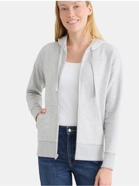Time and Tru Women's and Women’s Zip Front Fleece Hoodie Jacket
